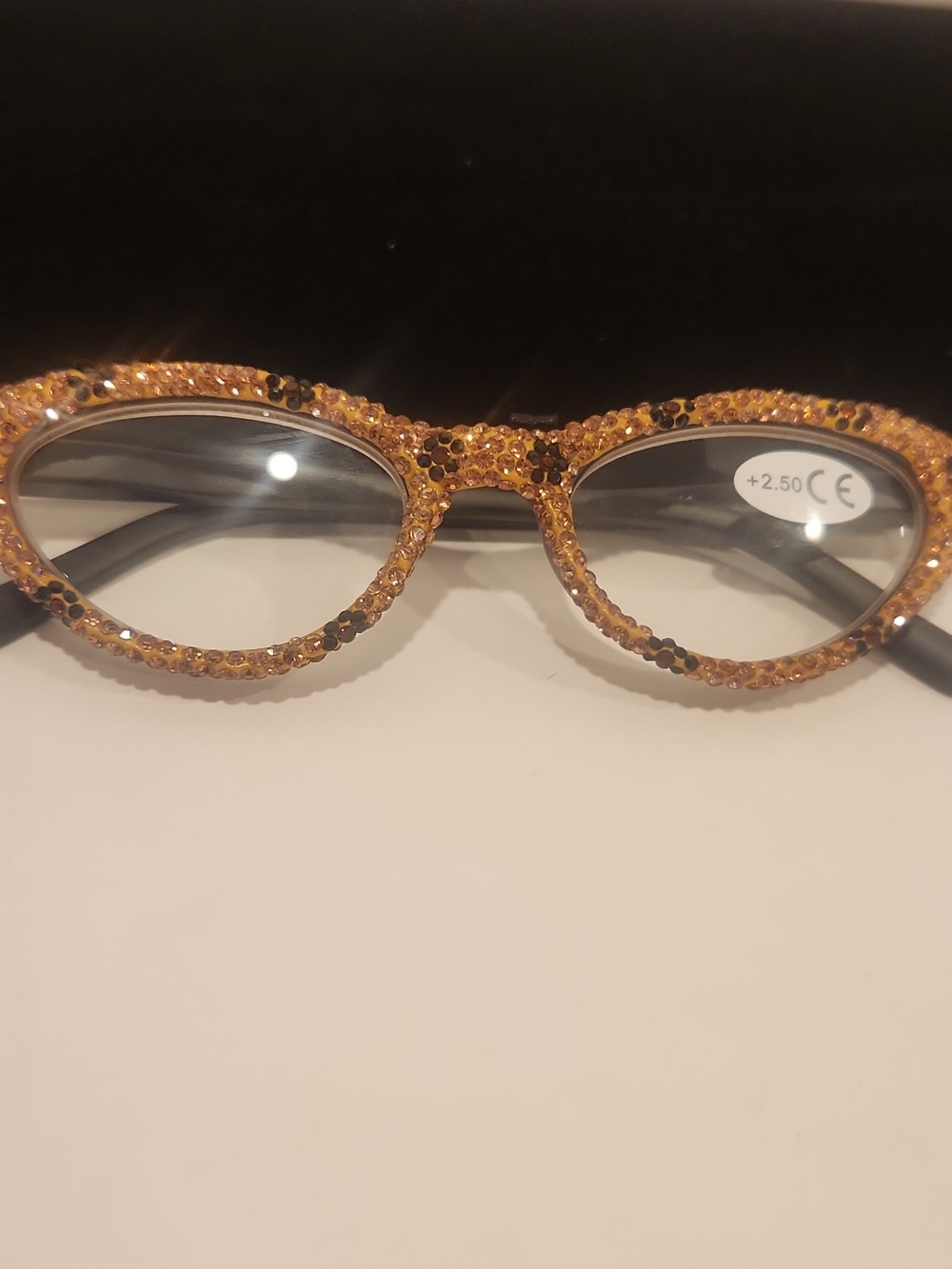 Reading Glasses with Gold Crystal Frame +2.50 Leopard Design  New Cat Eye Style